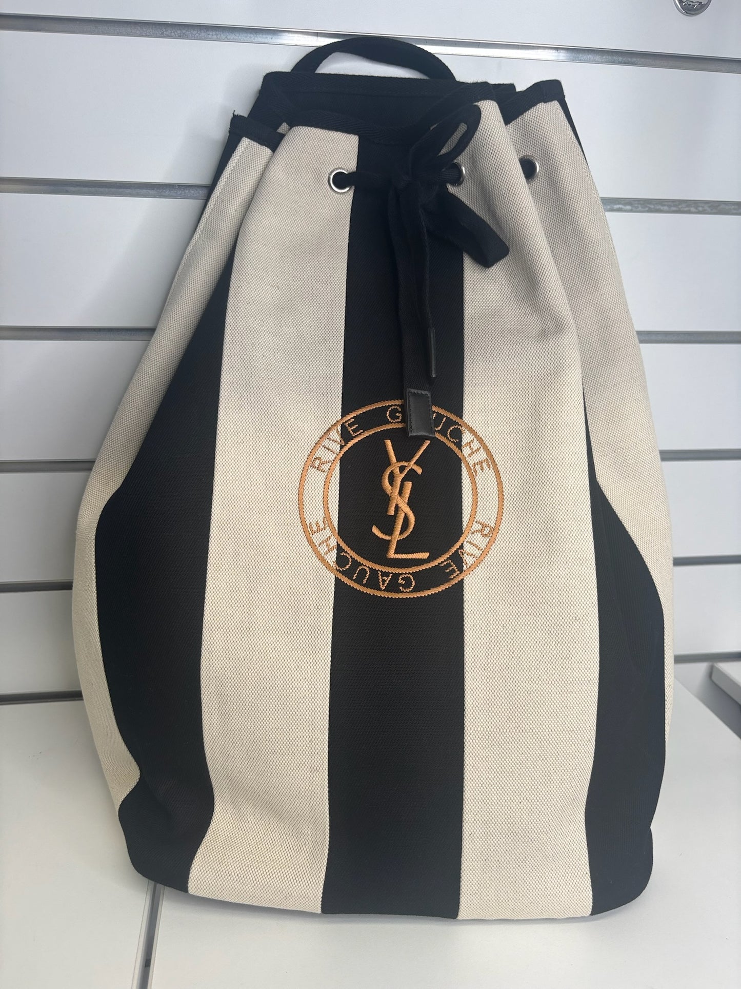 Saint Laurent Rive Gauche Striped Canvas Sling Bag (JP)