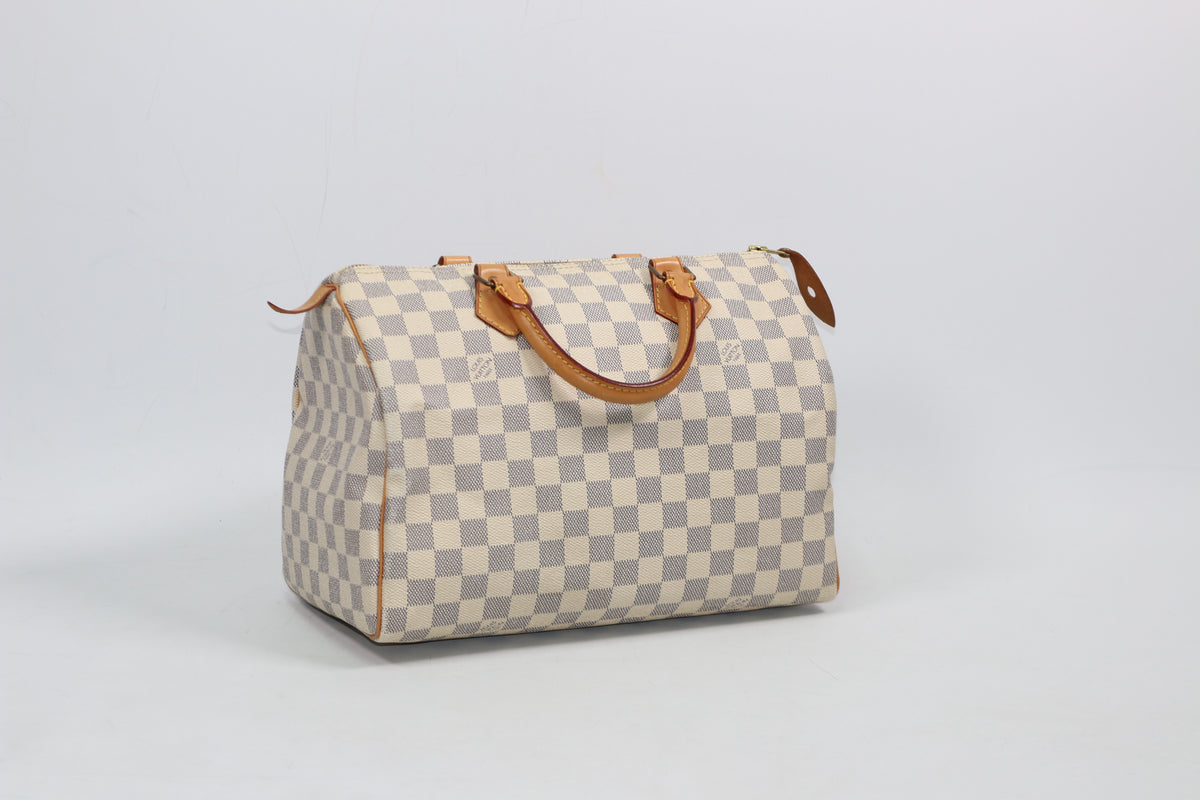 Louis Vuitton Beige PVC Damier Azur Speedy 30 Tote Bag N41533