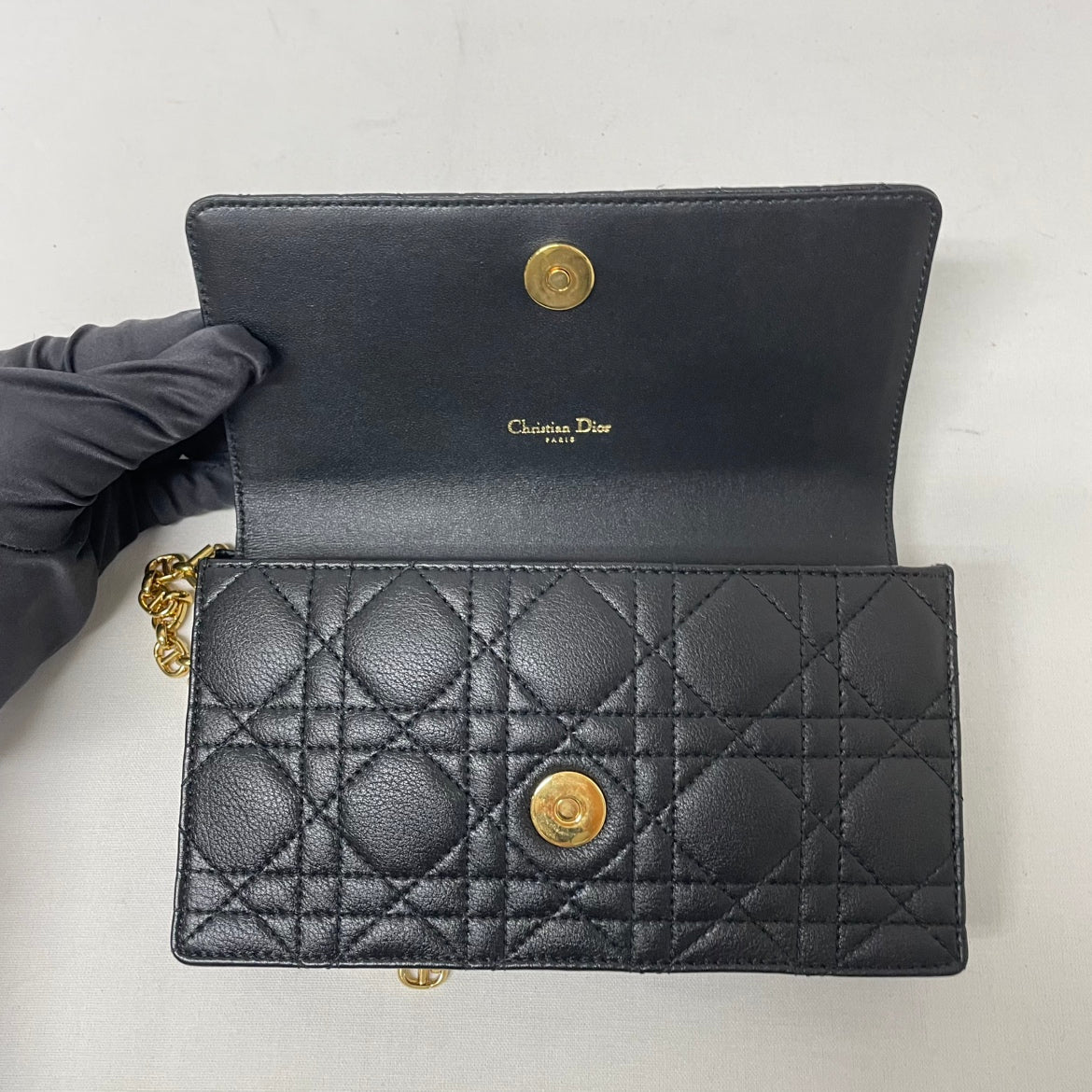 Dior Black Leather Caro Chain WOC Pouch ONE Belt Bag 2P1VX8P1