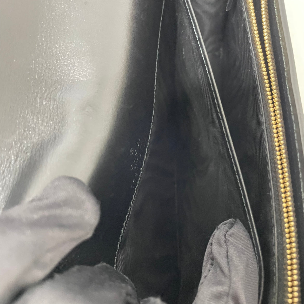 Gucci Black Leather GG Chain Wallet ONE Crossbody Bag 723787