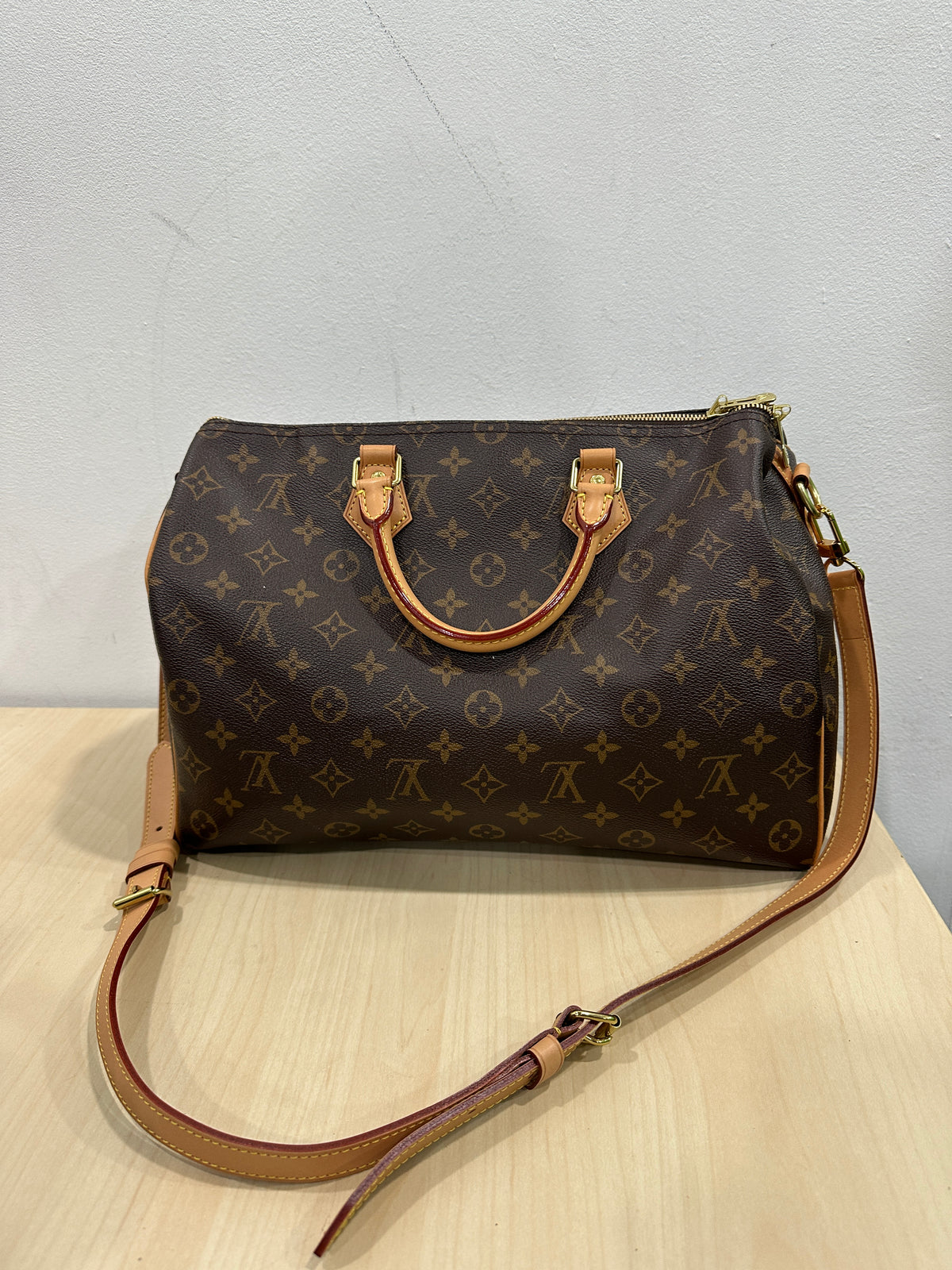 Louis Vuitton Brown PVC Monogram Canvas Bandouliere Speedy 35 Shoulder Bag M40392