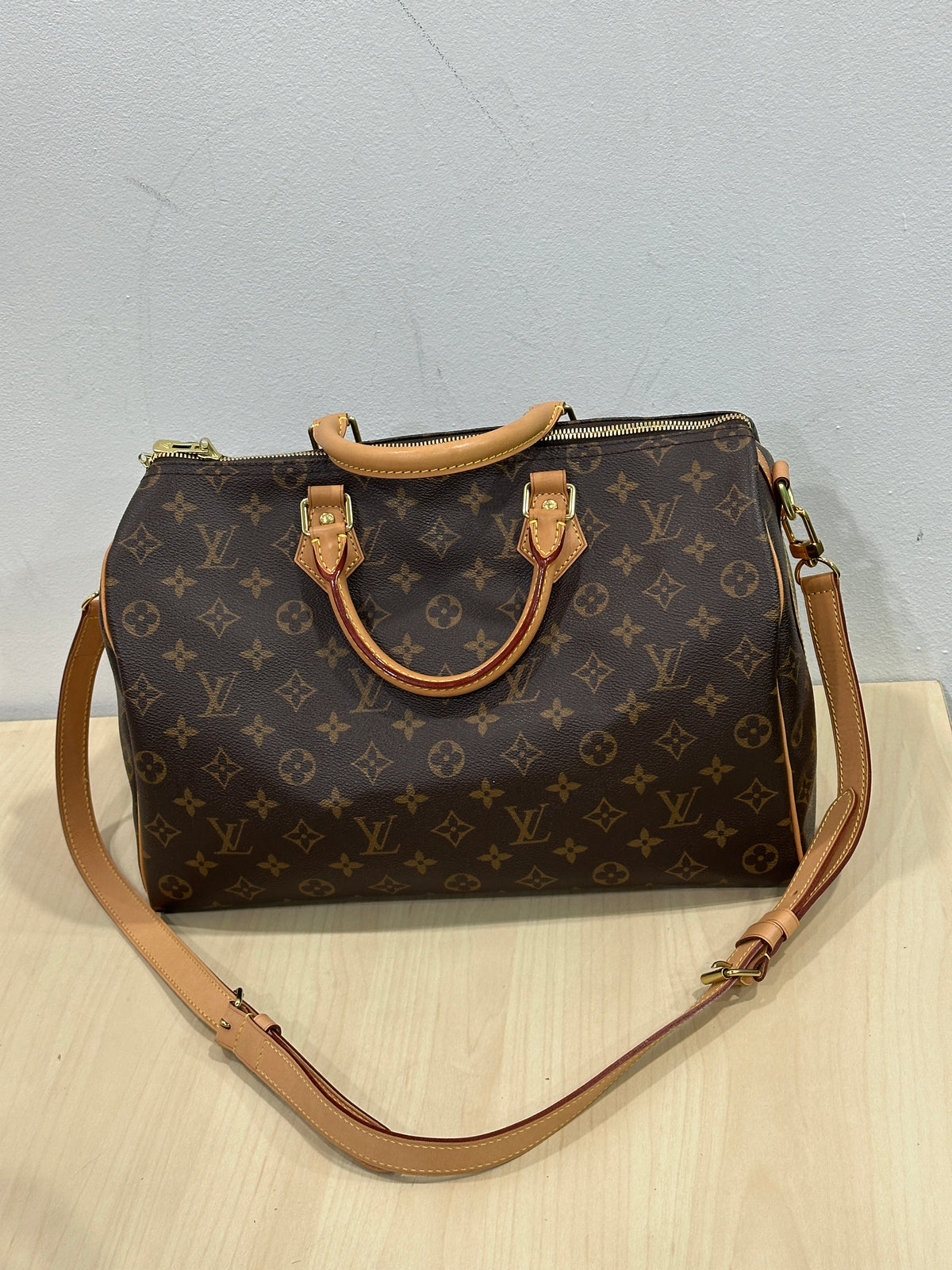 Louis Vuitton Brown PVC Monogram Canvas Bandouliere Speedy 35 Shoulder Bag M40392