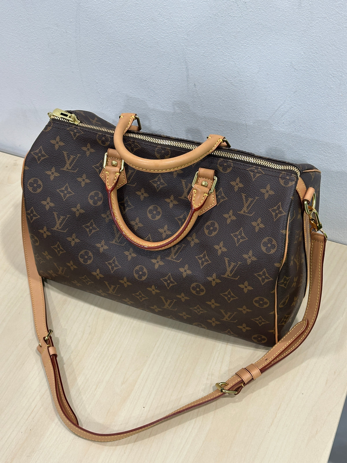 Louis Vuitton Brown PVC Monogram Canvas Bandouliere Speedy 35 Shoulder Bag M40392