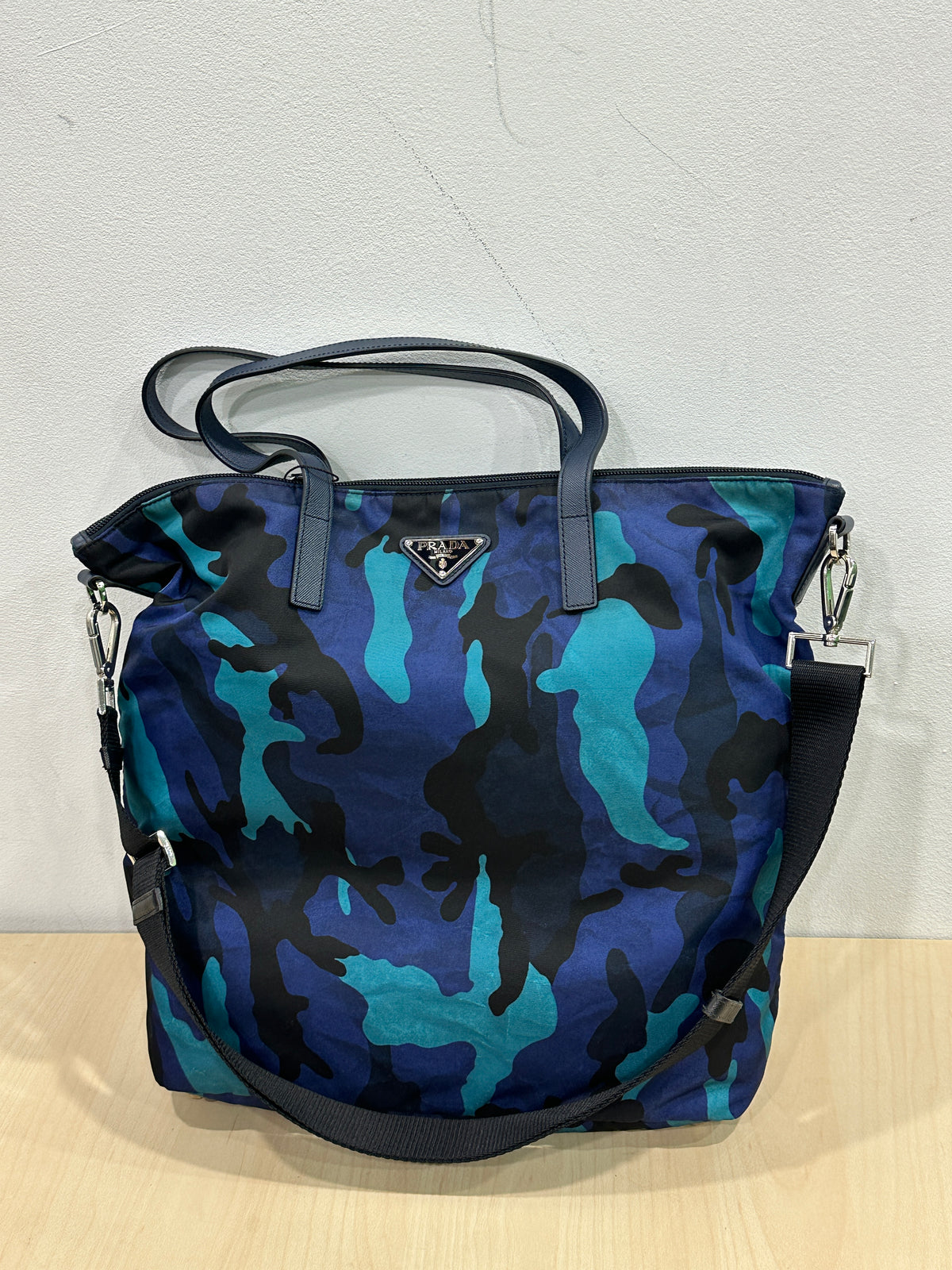 Prada Blue Tessuto Camouflage Nylon ONE Shoulder Bag 1BZ001