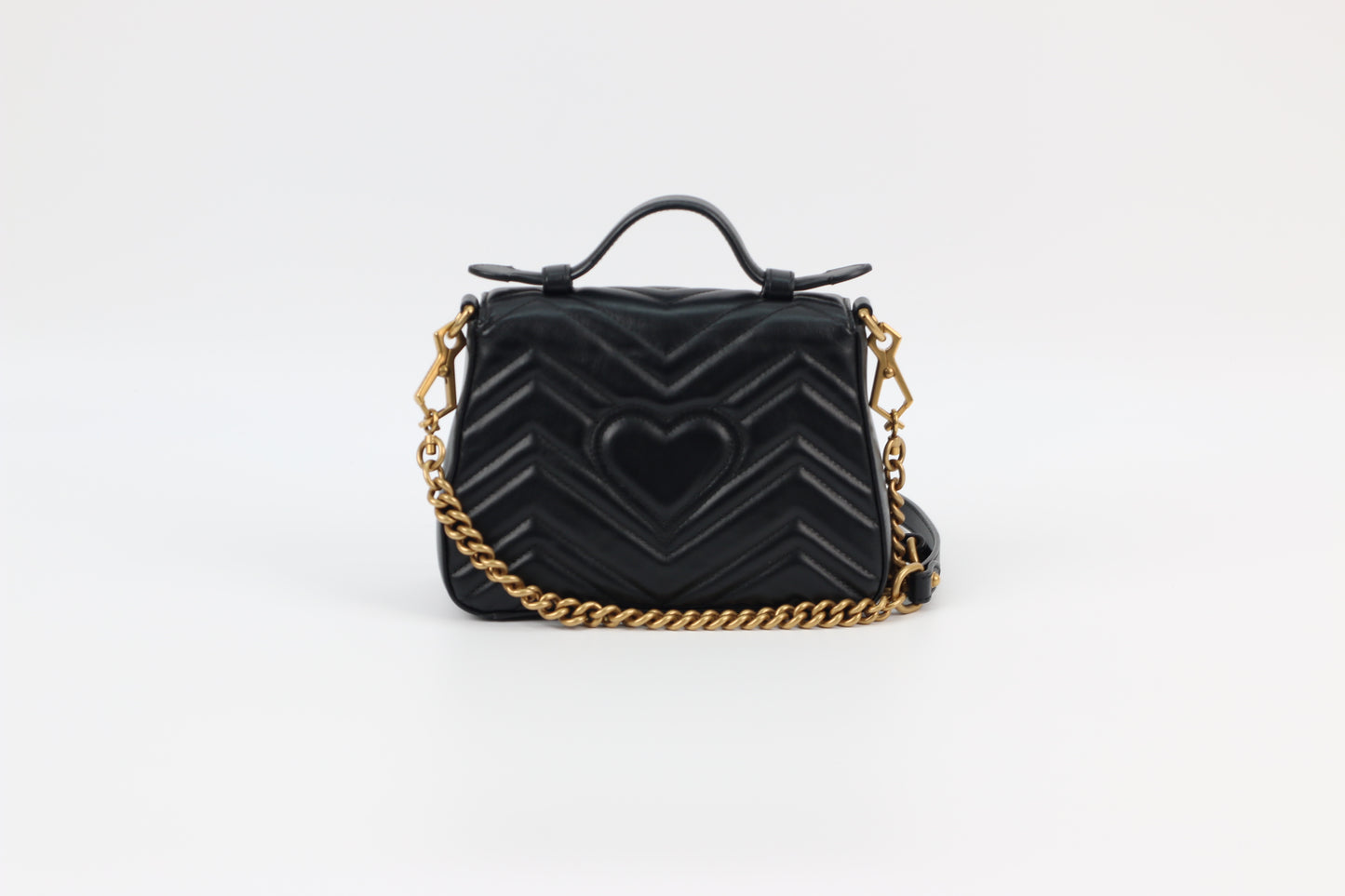Gucci Black Leather GG Marmont Mini Top Handle Bag 547260 (B072100728P)