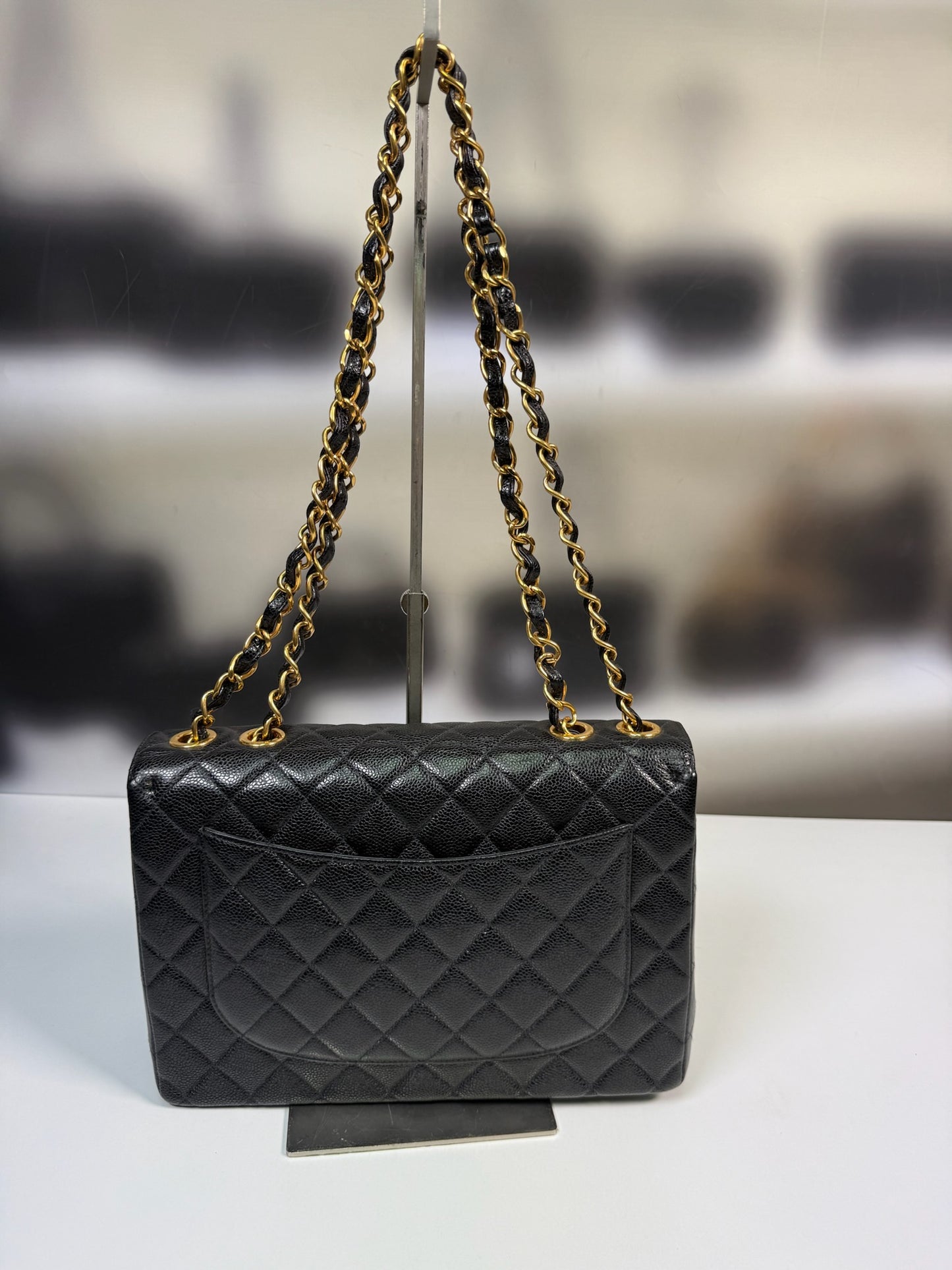 Chanel Caviar leather Jumbo Classic single flap handbag
