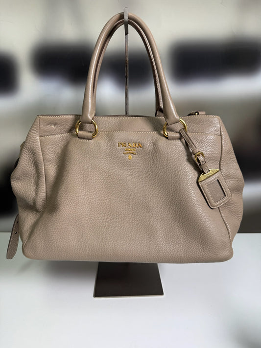 Prada Beige Vitello Daino Tote Bag
