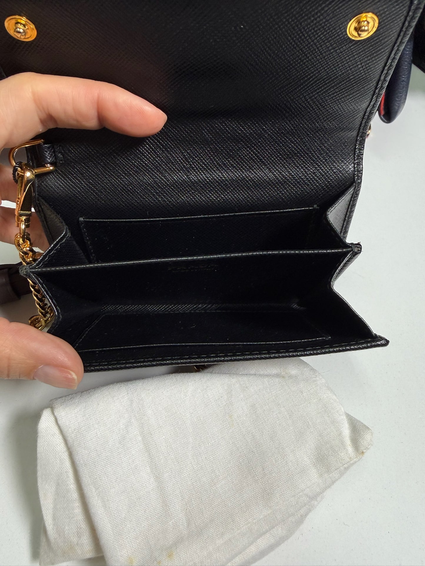 Prada Saffiano Leather Wallet on Chain