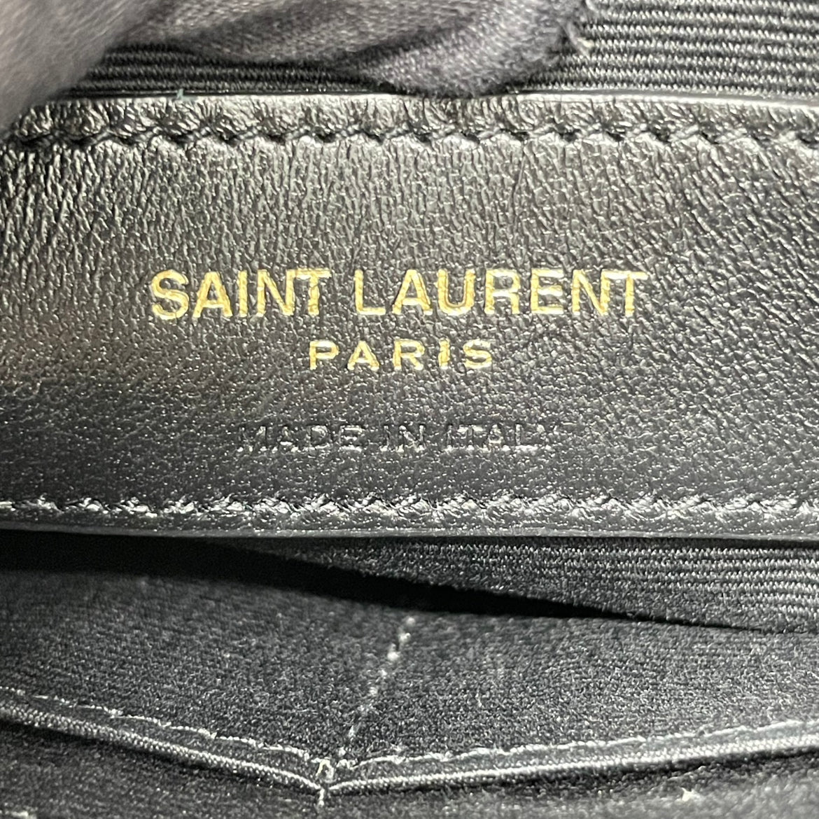 Saint Laurent Black Leather Quilted Silver Hardware Monogram Small Pouch 379039 (V2515121H)