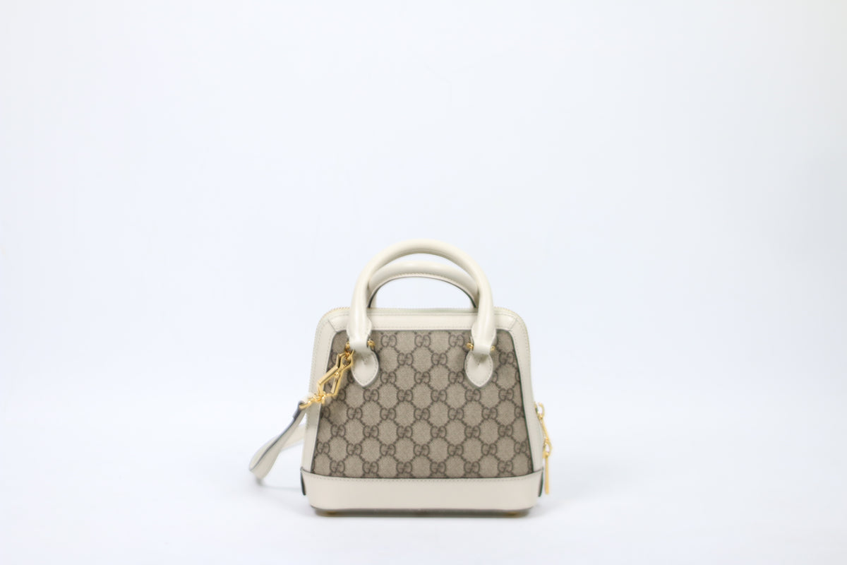 Gucci Ivory PVC GG Supreme Horsebit 1955 Mini Shoulder Bag 640716