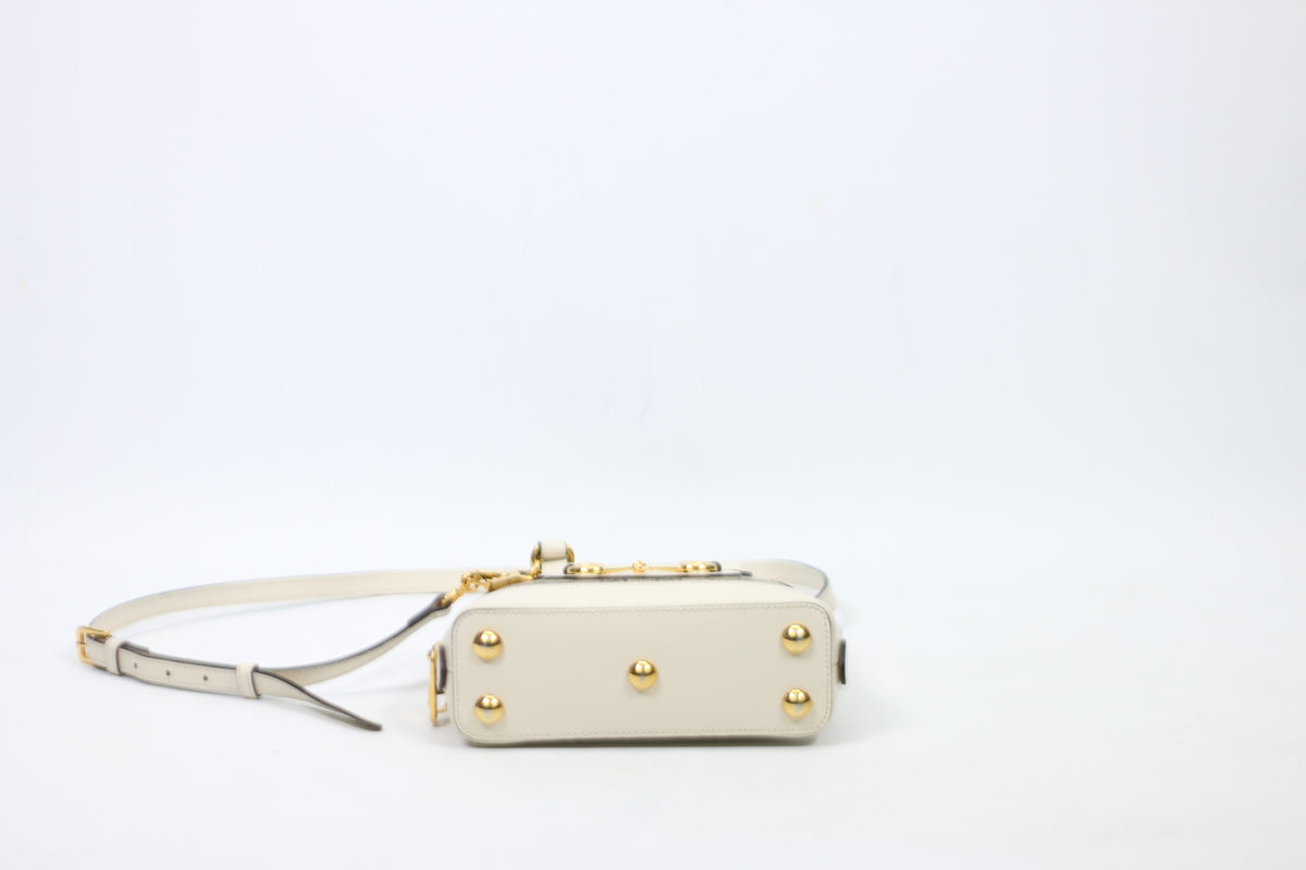 Gucci Ivory PVC GG Supreme Horsebit 1955 Mini Shoulder Bag 640716