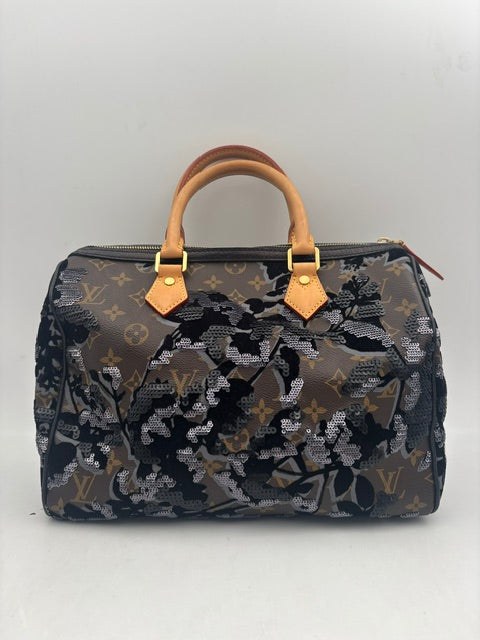 Louis Vuitton Speedy 30 Fleur de Jais, front view