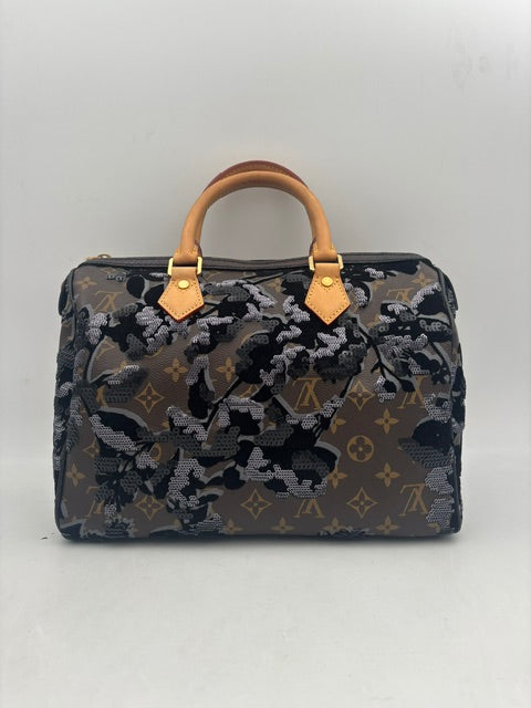Louis Vuitton Speedy 30 Fleur de Jais, back view