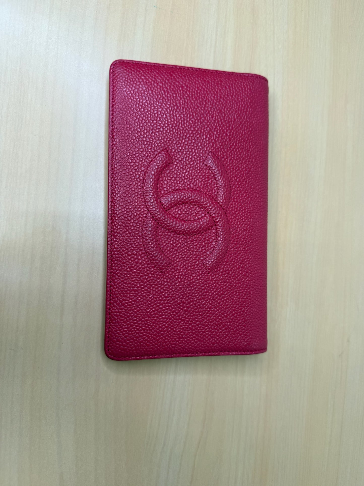 Chanel Long Wallet in Hot Pink Caviar Leather