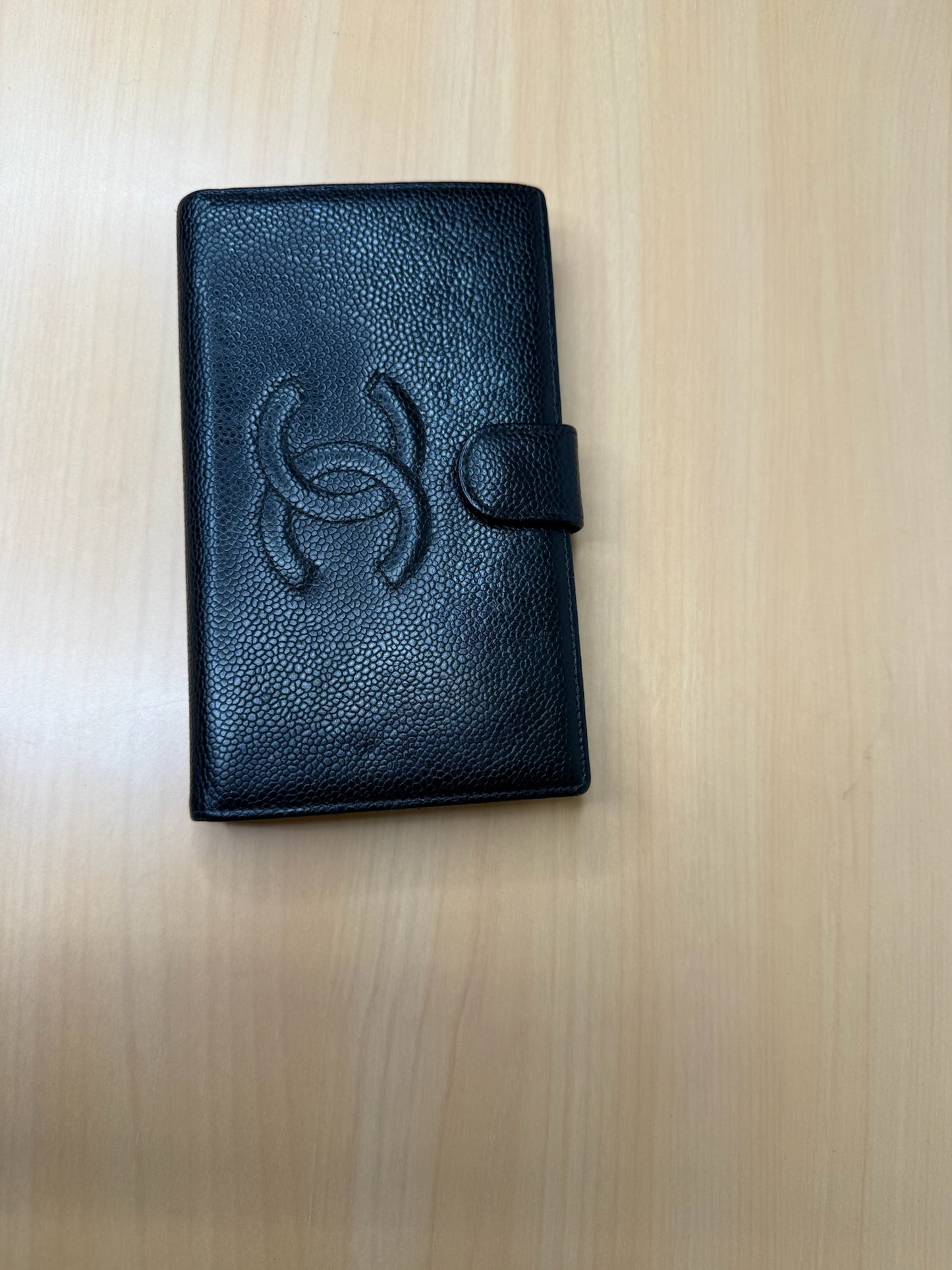 Chanel Black Caviar Leather Long Bifold Wallet
