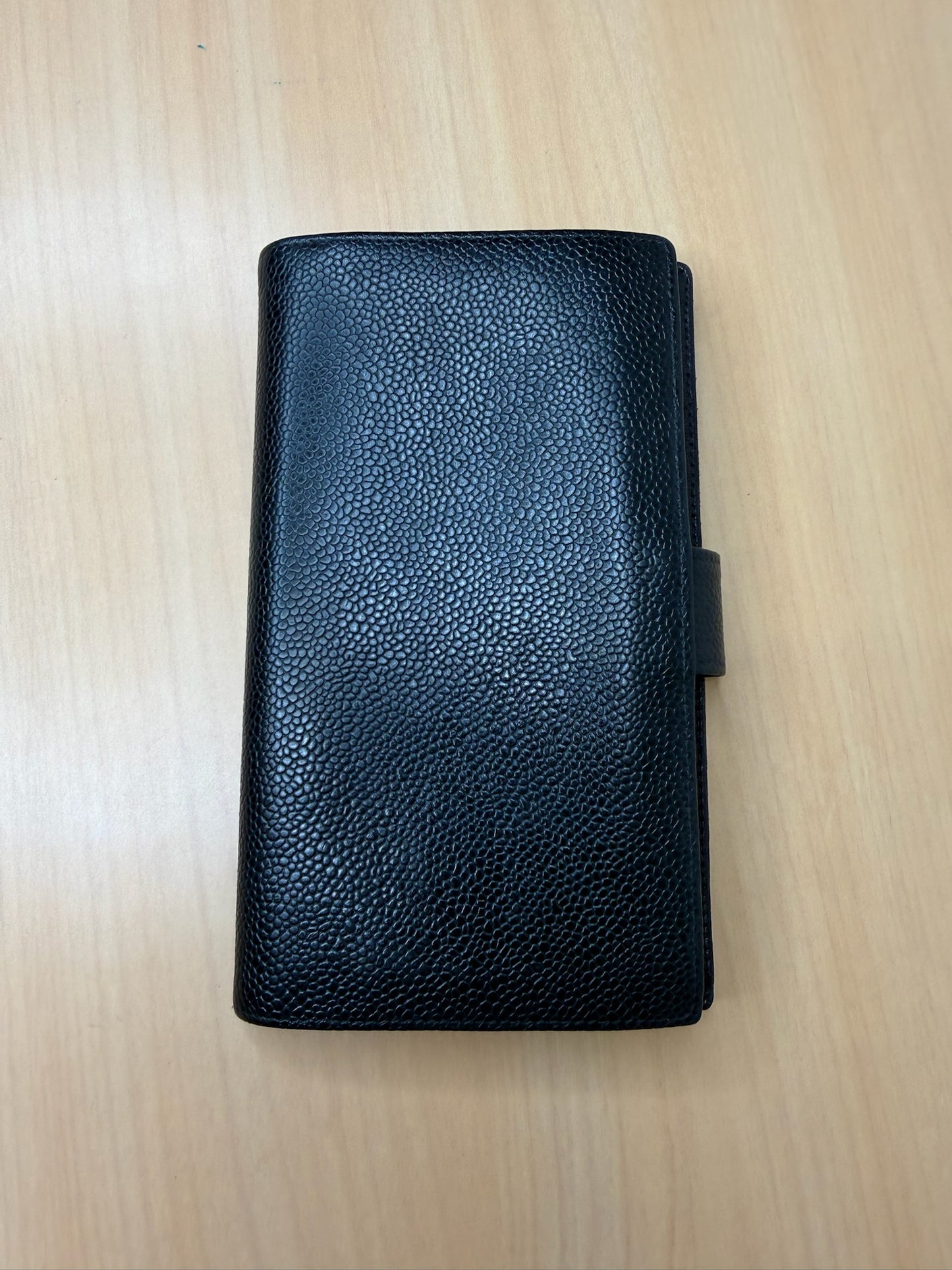 Chanel Black Caviar Leather Long Bifold Wallet