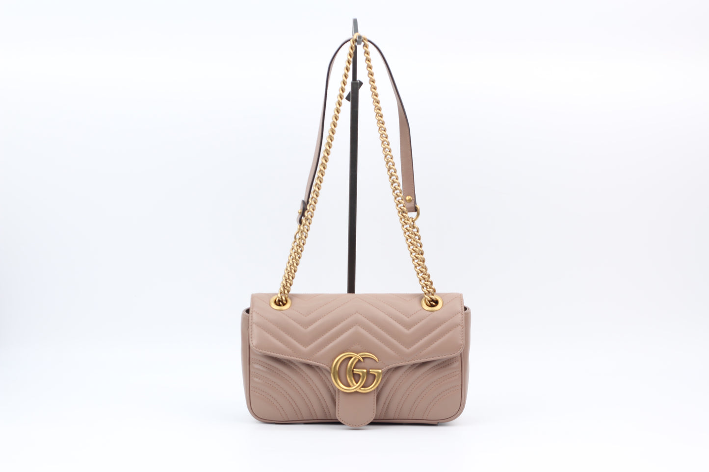 Gucci Beige Leather Matelasse GG Marmont Small Shoulder Bag 443497 (V07245310P)