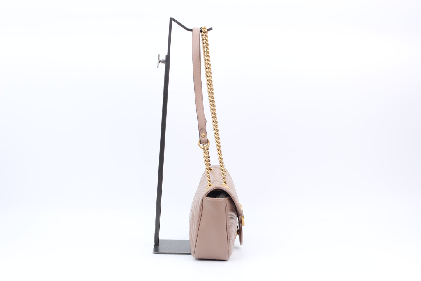 Gucci Beige Leather Matelasse GG Marmont Small Shoulder Bag 443497 (V07245310P)