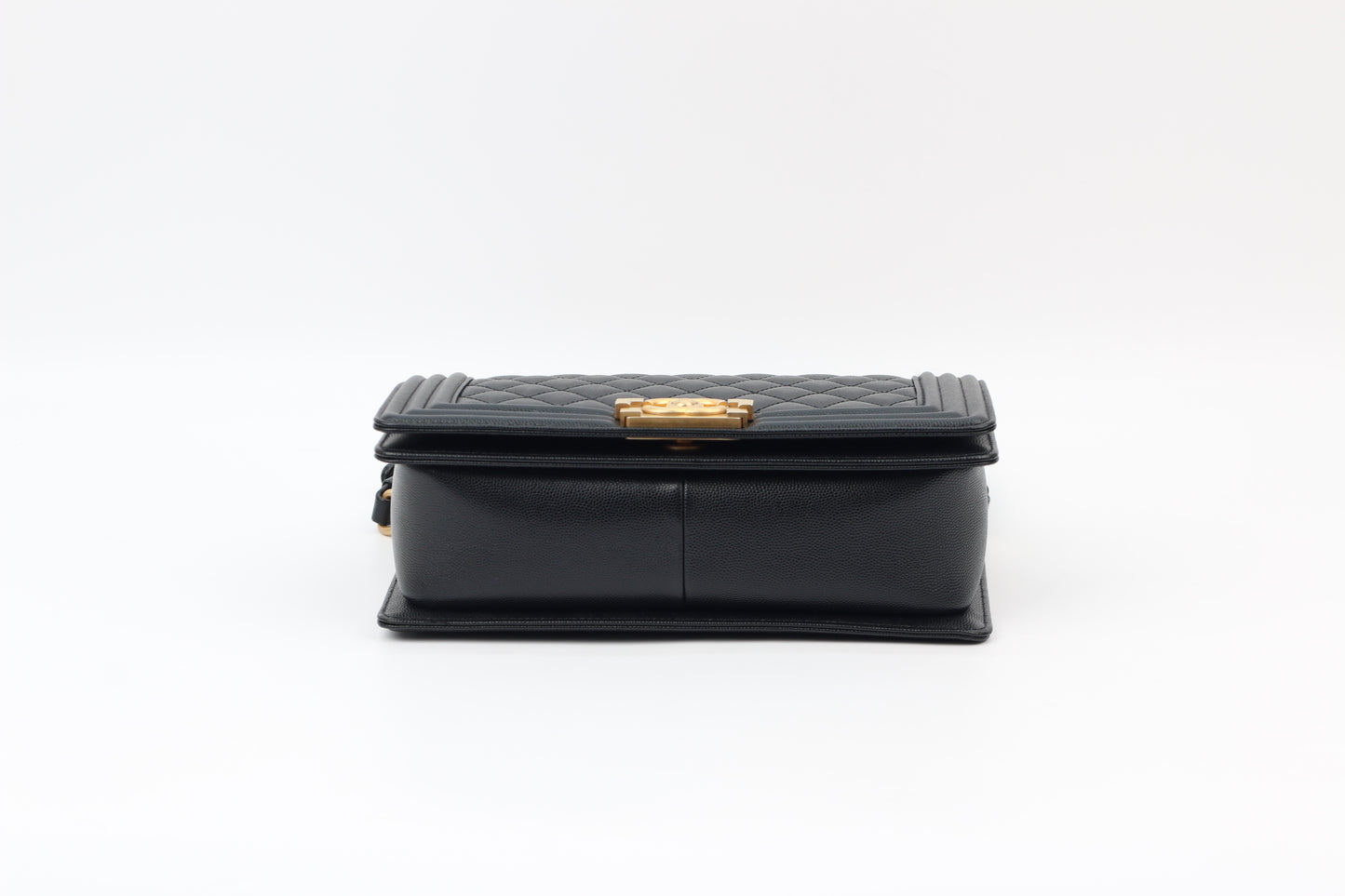 Chanel Black Caviar Skin Boy Chanel Gold Hardware Chain Medium Shoulder Bag A67086 (V380580317P)