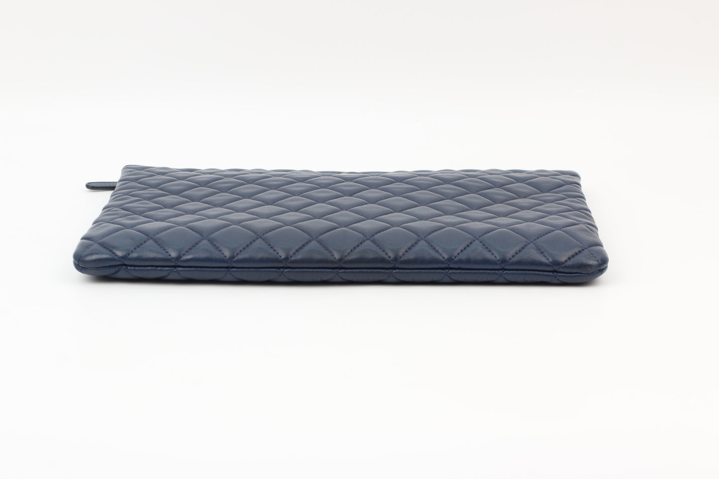 Chanel Navy Lambskin Vintage Silver Hardware Logo Large Clutch Bag A69251 (V03890311P)