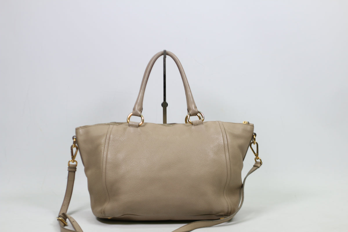 Prada Gray Leather Vitello Daino ONE Shoulder Bag BL0674