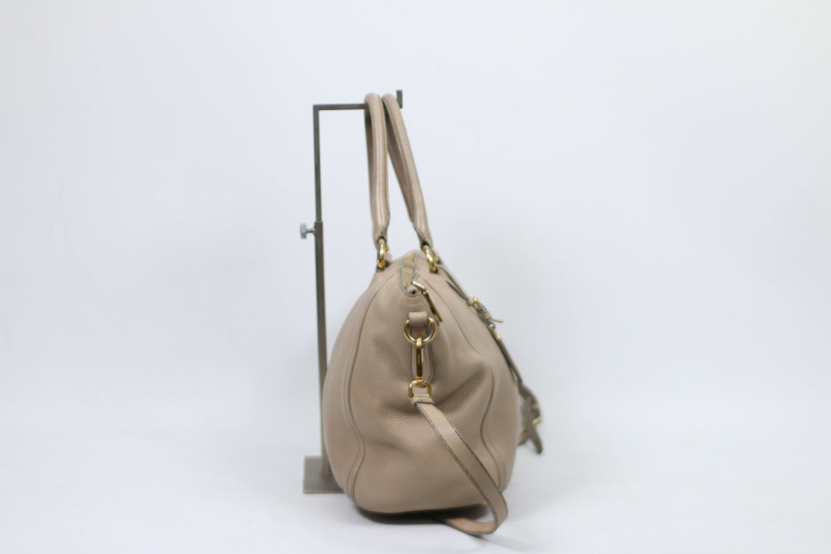 Prada Gray Leather Vitello Daino ONE Shoulder Bag BL0674