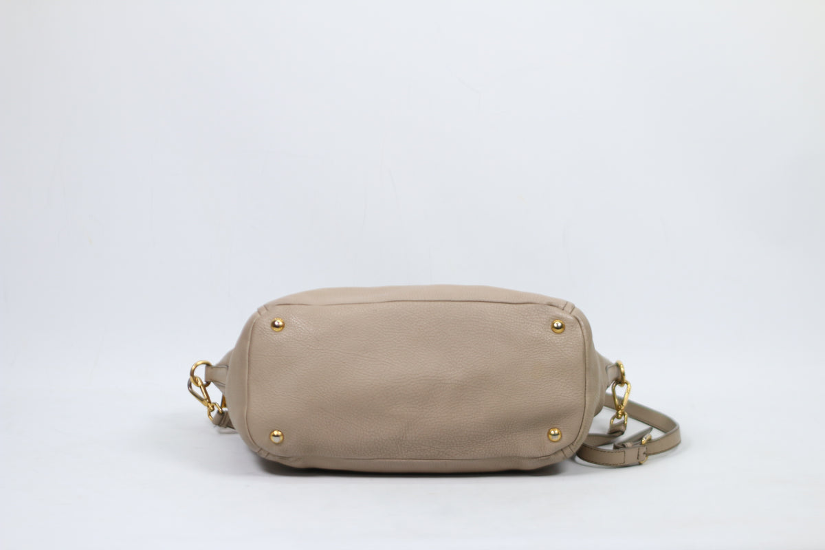 Prada Gray Leather Vitello Daino ONE Shoulder Bag BL0674