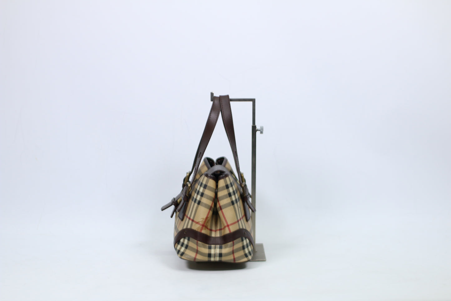 Burberry Brown PVC Haymarket Belt ONE Tote Bag 58CAL