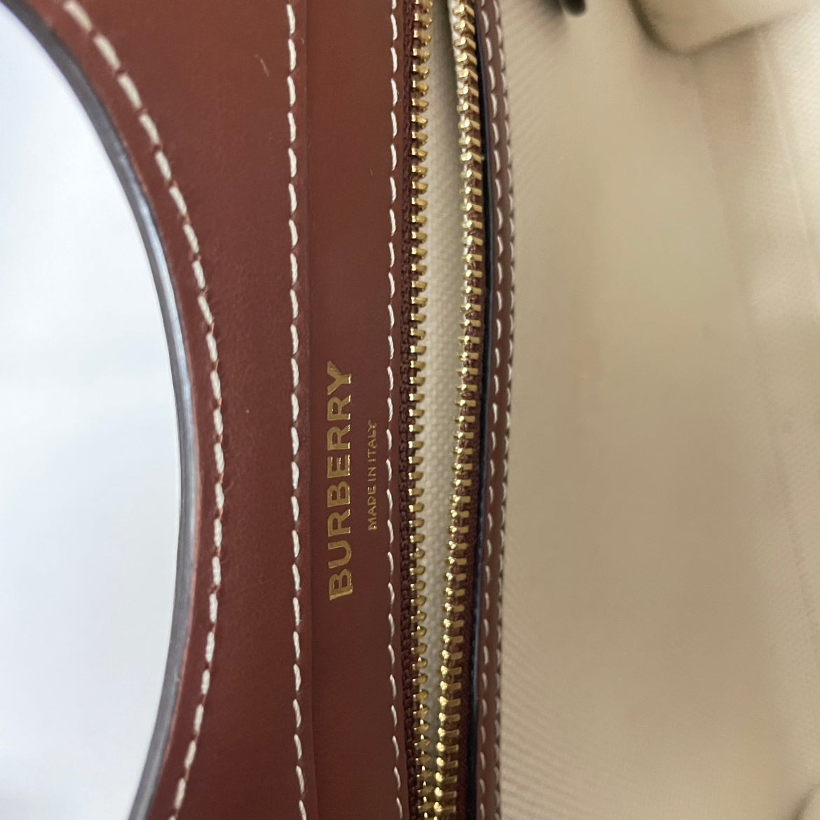 Burberry Beige Fabric Brown Two-Tone Canvas Pocket Mini Shoulder Bag 8039361