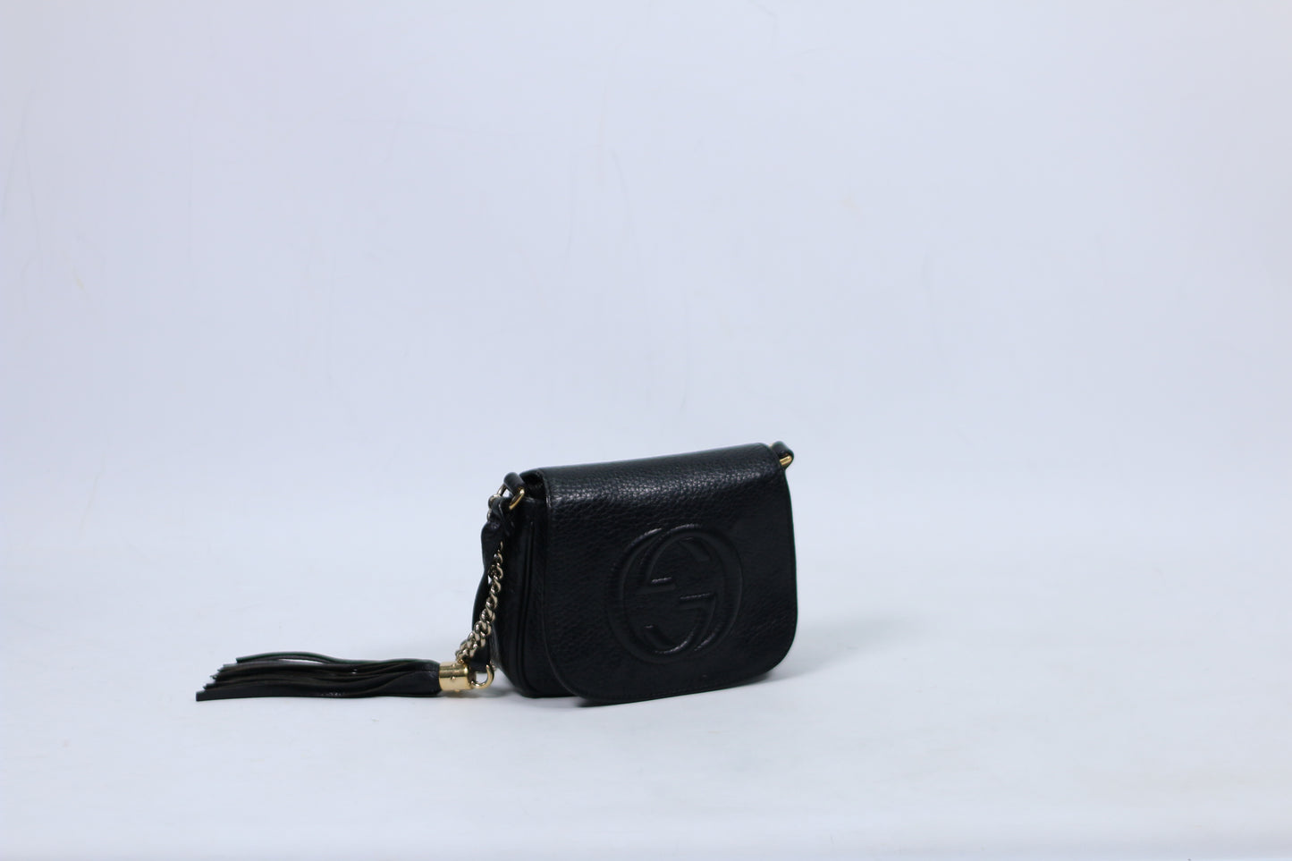 Gucci Black Leather Soho Flap Chain Mini Crossbody Bag 323190