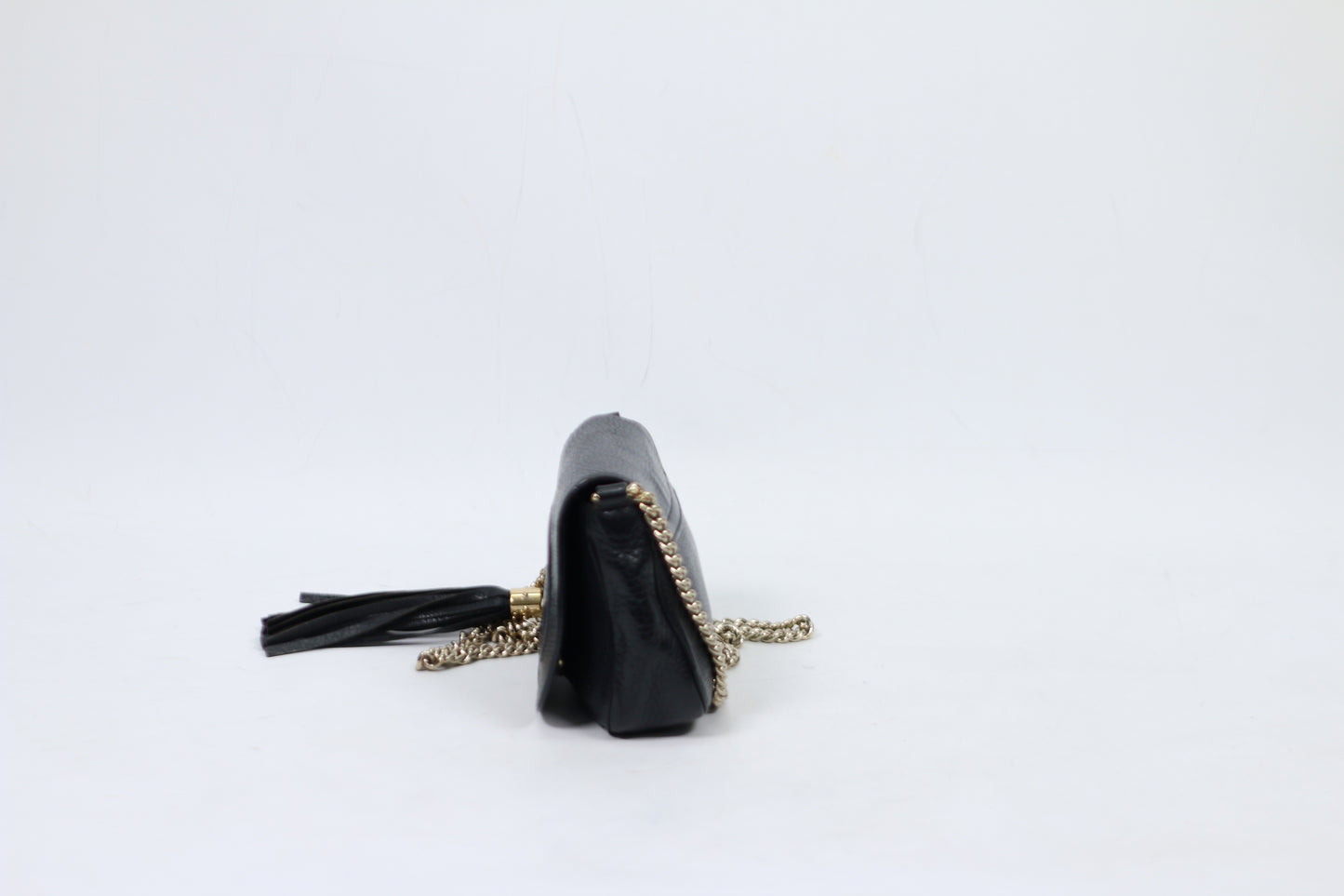 Gucci Black Leather Soho Flap Chain Mini Crossbody Bag 323190