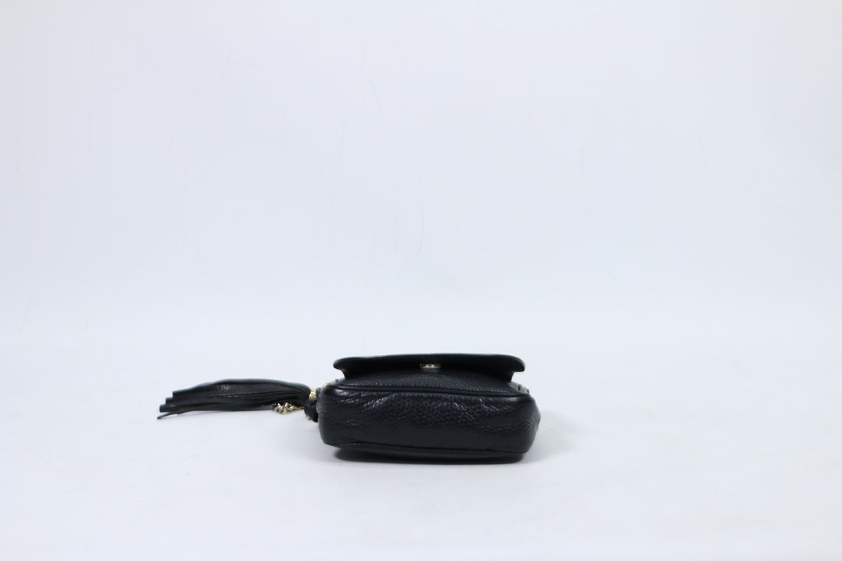 Gucci Black Leather Soho Flap Chain Mini Crossbody Bag 323190