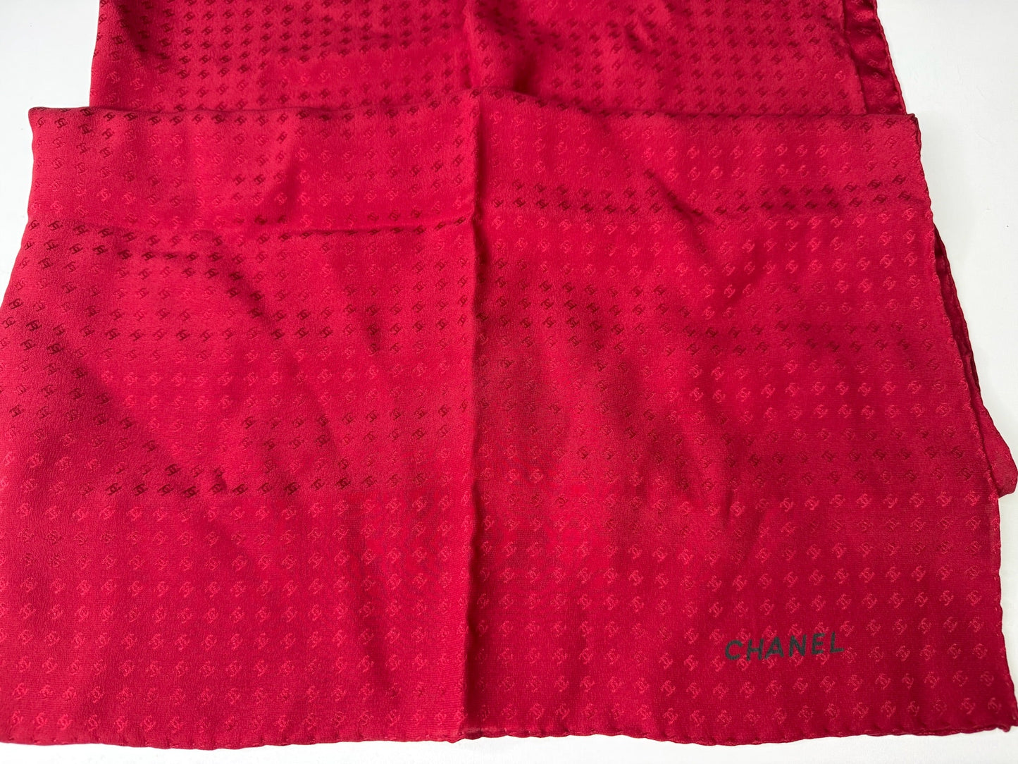 Chanel Scarf Featuring Tone-on-Tone CC Monogram Pattern (JP)