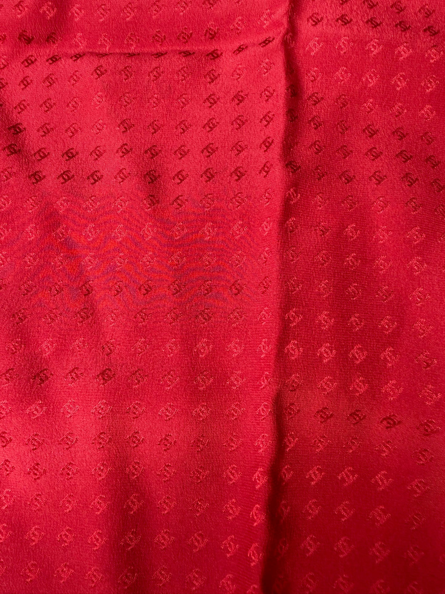 Chanel Scarf Featuring Tone-on-Tone CC Monogram Pattern (JP)