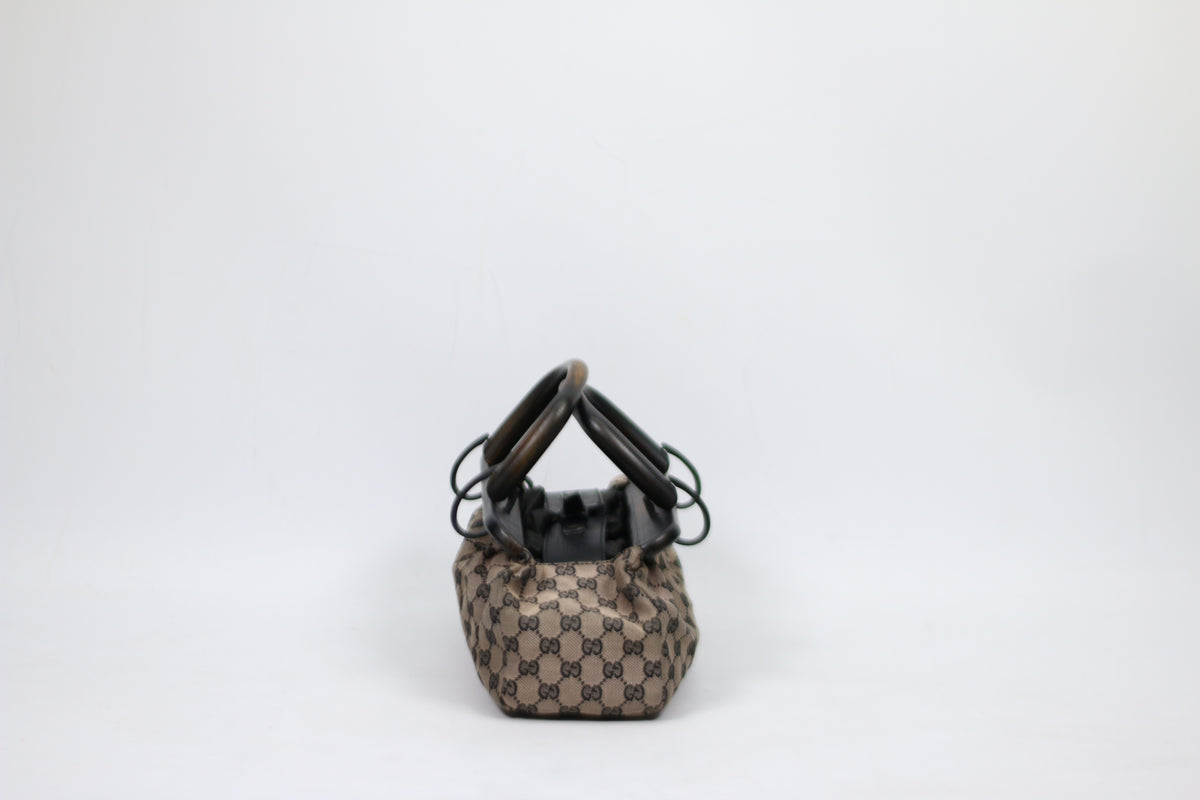 Gucci Brown Jacquard GG Canvas Wood ONE Tote Bag 112683