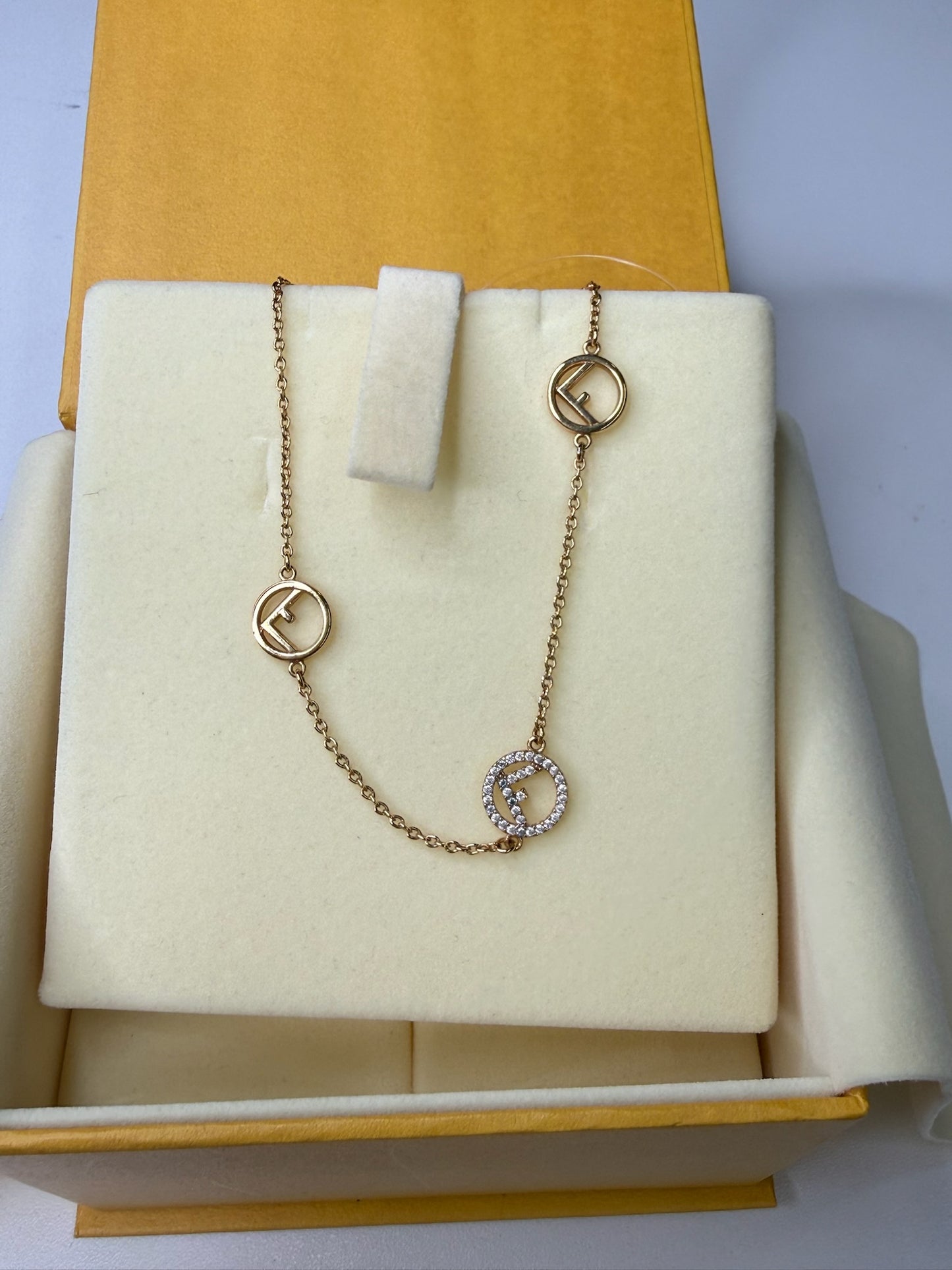 Fendi Metal Crystal F Is Fendi Necklace (JP)