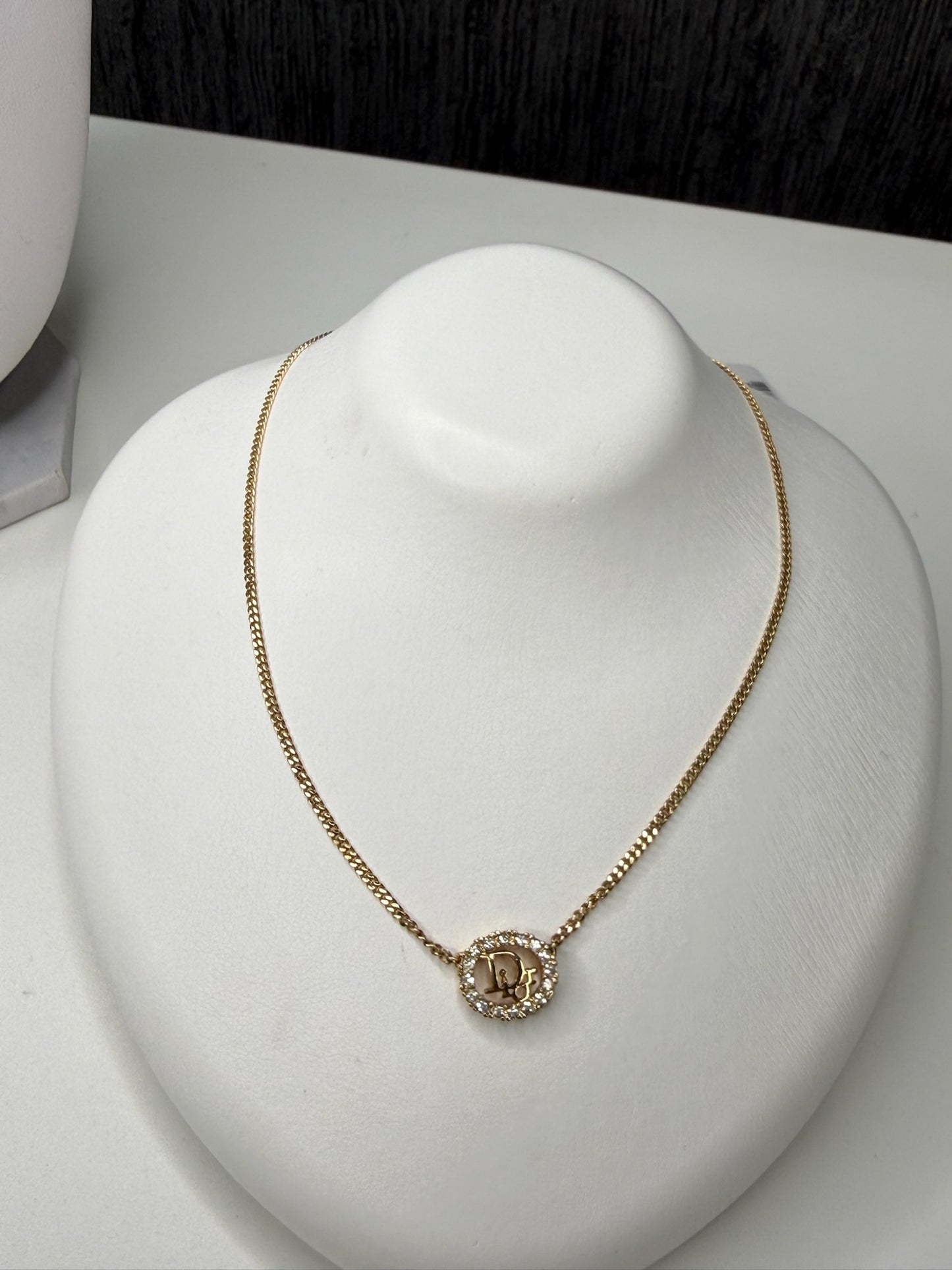Christian Dior Gold-Plated Rhinestone Necklace (JP)