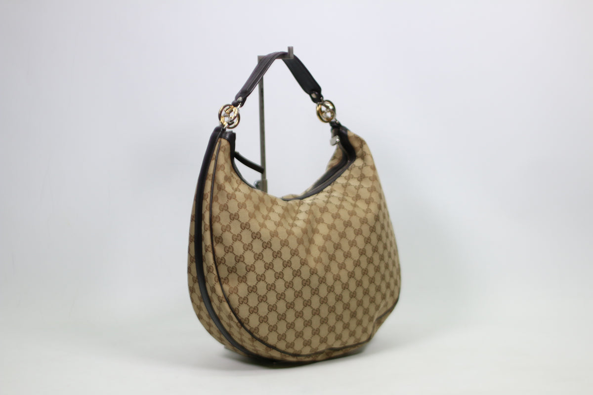 Gucci Brown Jacquard GG Hobo ONE Shoulder Bag 232945
