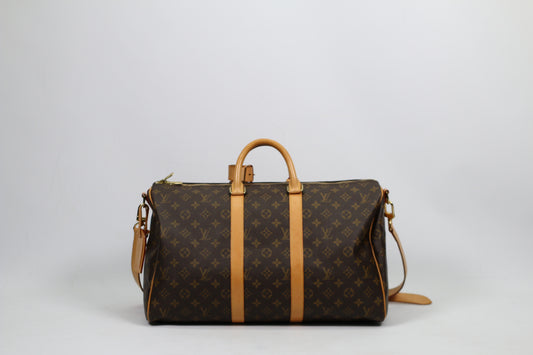 Louis Vuitton Brown PVC Monogram Canvas Keepall Bandouliere 45 Boston Shoulder Bag M41418