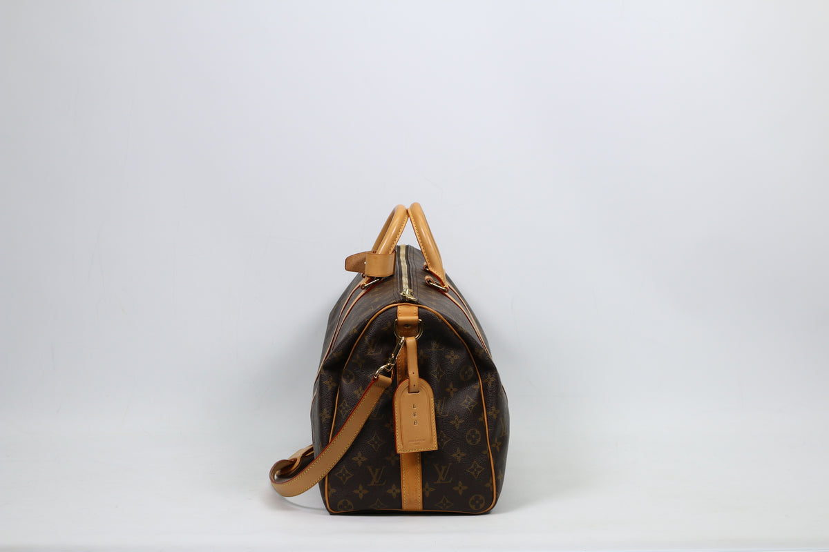 Louis Vuitton Brown PVC Monogram Canvas Keepall Bandouliere 45 Boston Shoulder Bag M41418