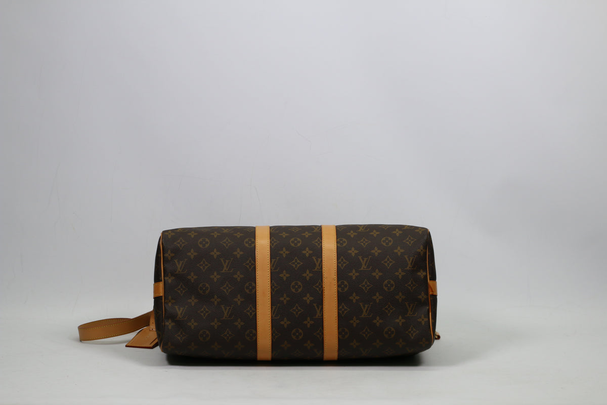 Louis Vuitton Brown PVC Monogram Canvas Keepall Bandouliere 45 Boston Shoulder Bag M41418