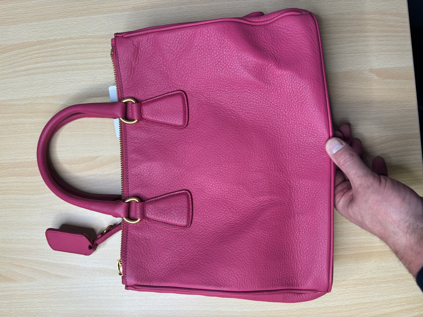 Prada Pebbled Leather Handbag Pink K51