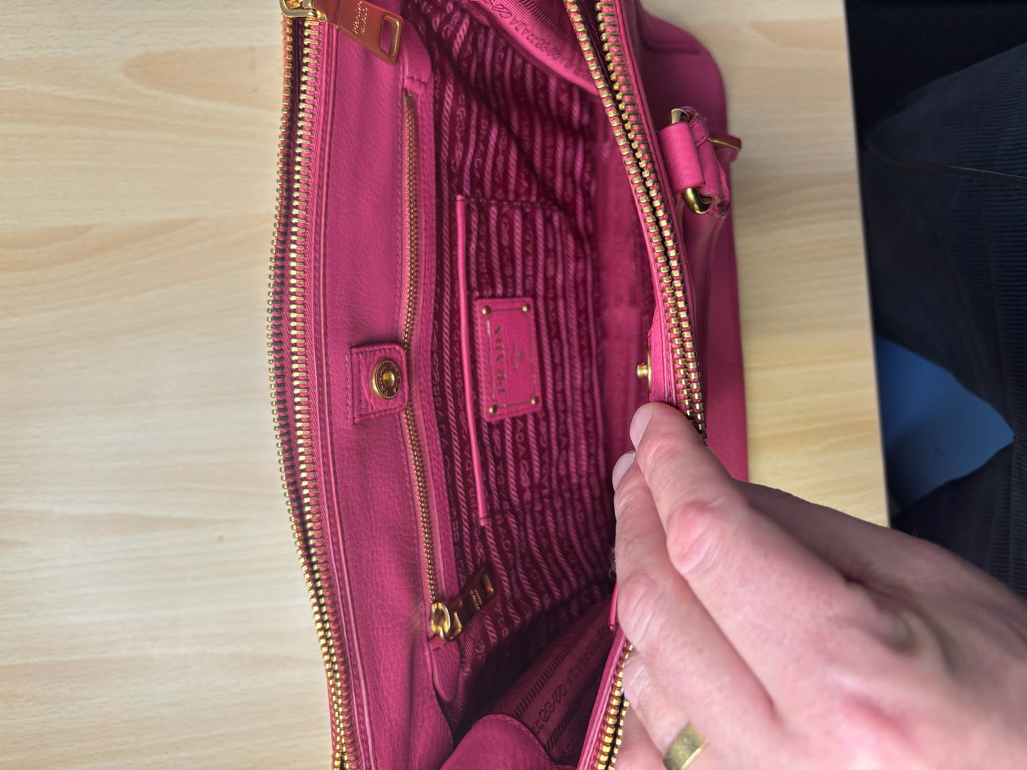 Prada Pebbled Leather Handbag Pink K51