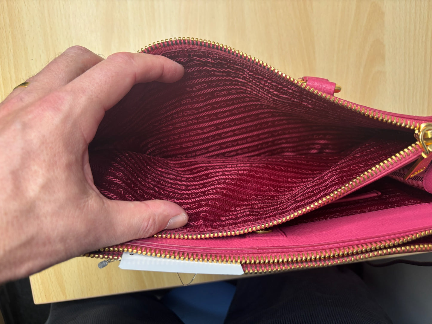 Prada Pebbled Leather Handbag Pink K51