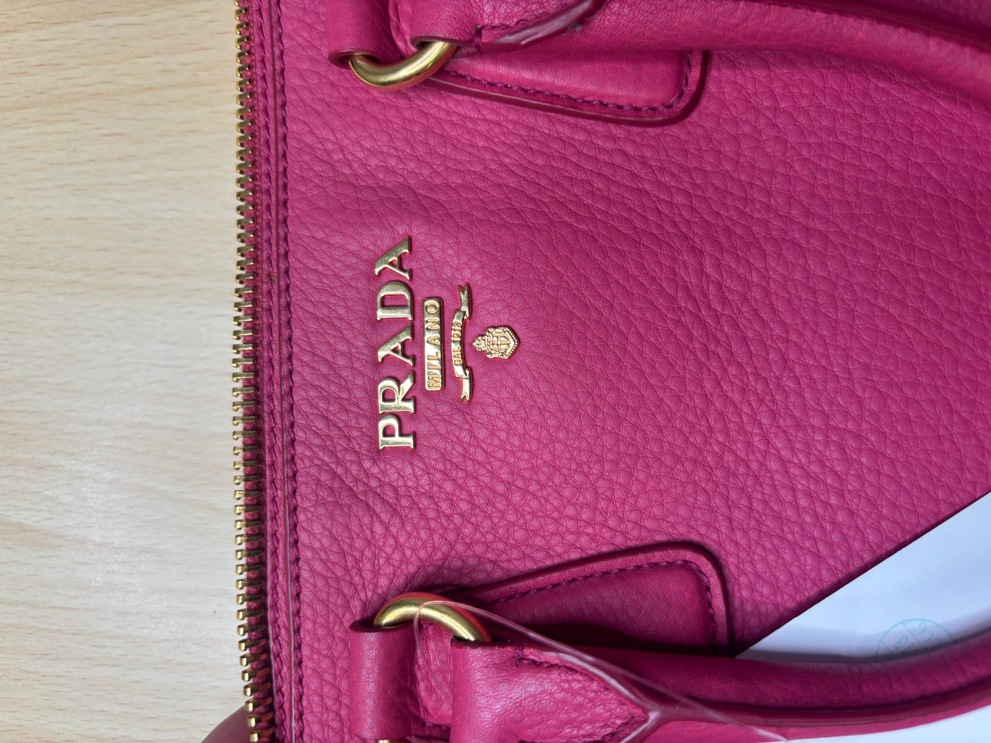 Prada Pebbled Leather Handbag Pink K51