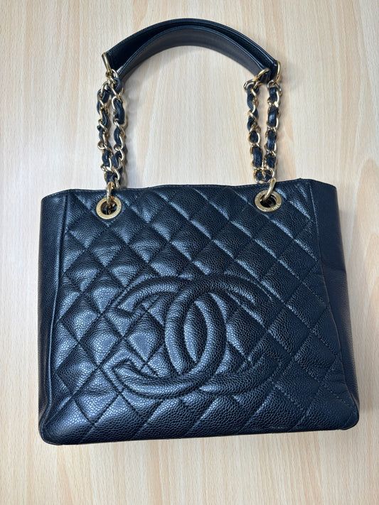 Chanel Petit Shopping Tote Quilted Caviar Leather K55