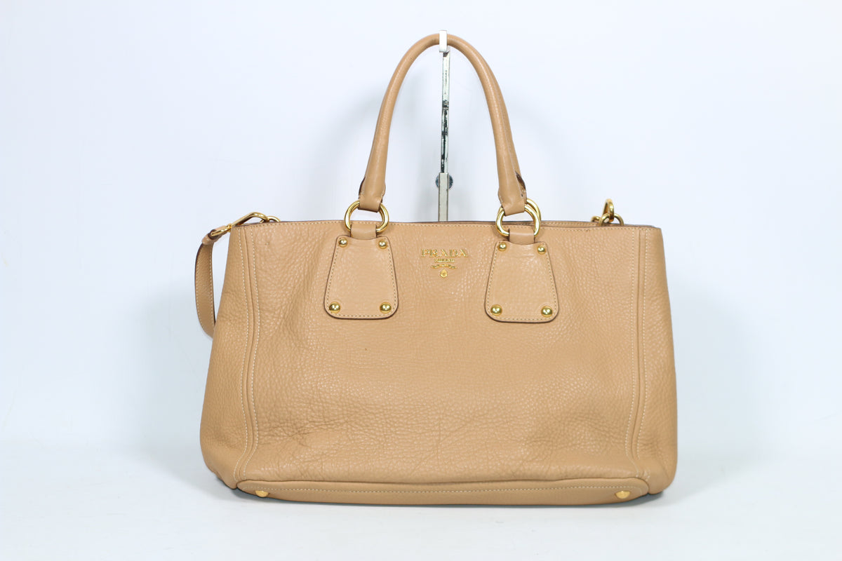 Prada Brown Leather Vitello Daino ONE Shoulder Bag BN2104