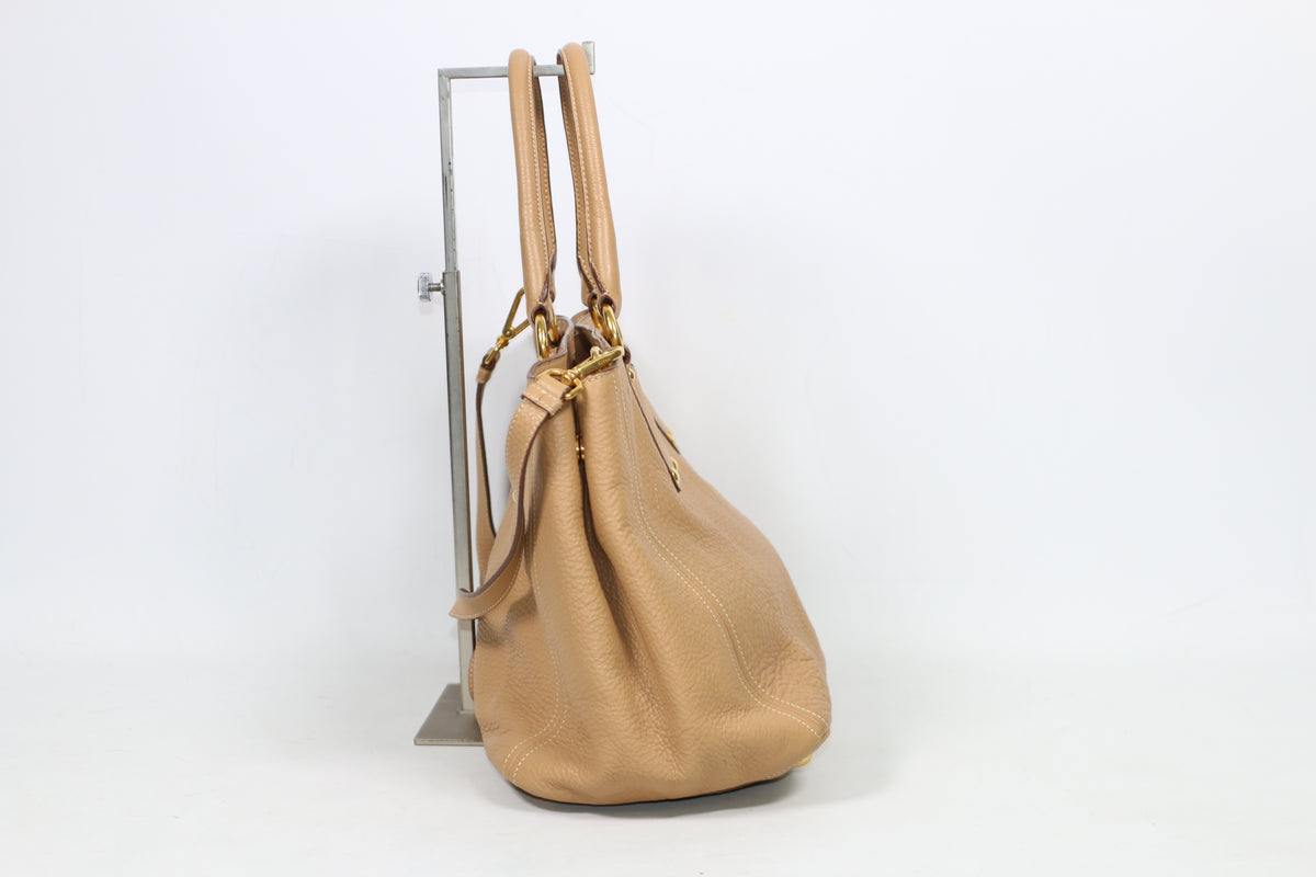 Prada Brown Leather Vitello Daino ONE Shoulder Bag BN2104