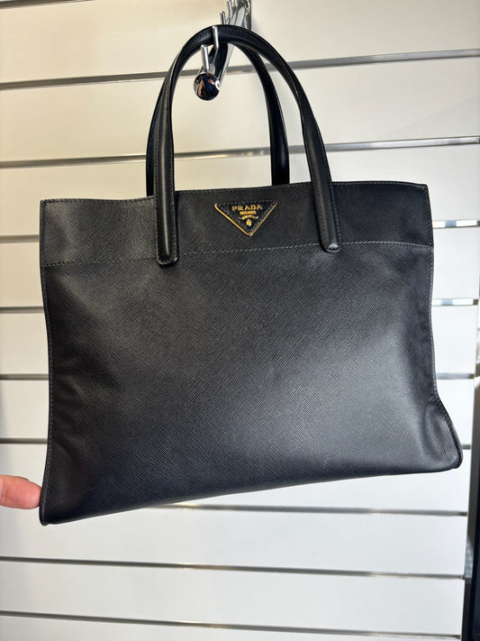 Prada Saffiano Soft Triple Pocket Tote Black K75