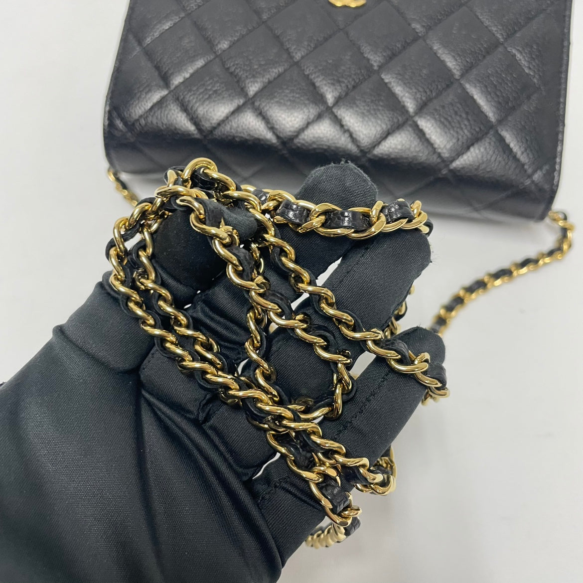Chanel Black Caviar Skin Wallet On Chain ONE Crossbody Bag A33814 (V38190418H)